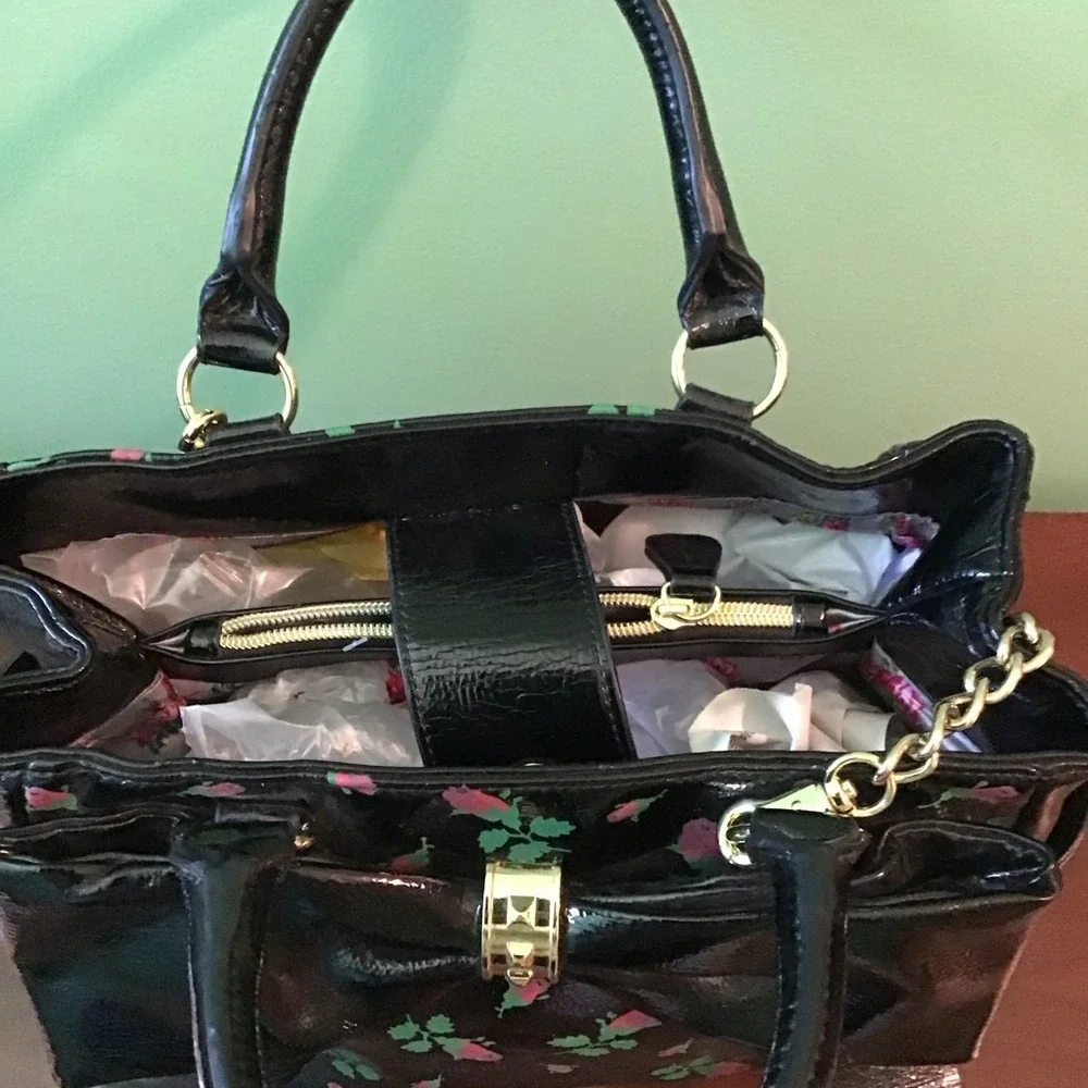 Betsy Johnson 80th Birthday Limited‎ Black Rose Satchel with Bow